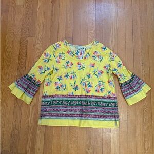 Counterparts Yellow Floral Blouse with Multicolor Accents